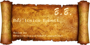 Bölcsics Babett névjegykártya